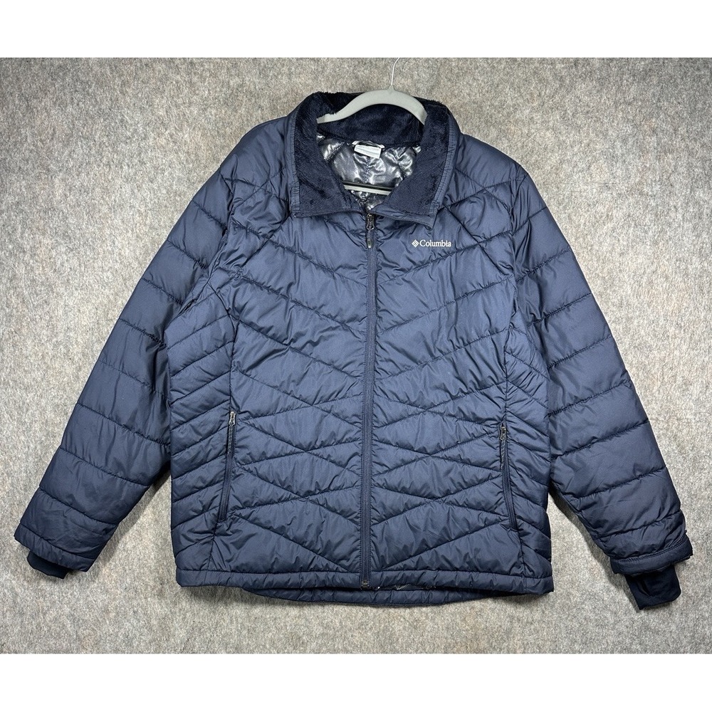 Columbia Omni Heat Heavenly Jacket Womens Size 2X Blue Insulated Puffer Coat